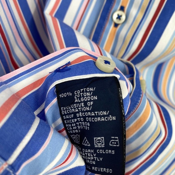 Tommy Hilfiger Mens 80s 2 Ply Fabric Striped Button Up Shirt - Picture 9 of 10